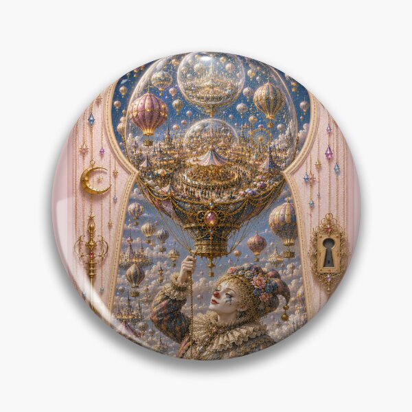Item preview, Moon Balloon Carnival – Worlds Within Worlds Fantasy Clown Art designed and sold by sunbowjp stadio.