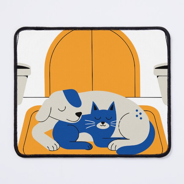 Item preview, Sleeping cat and dog on doormat. designed and sold by angelicamstore.