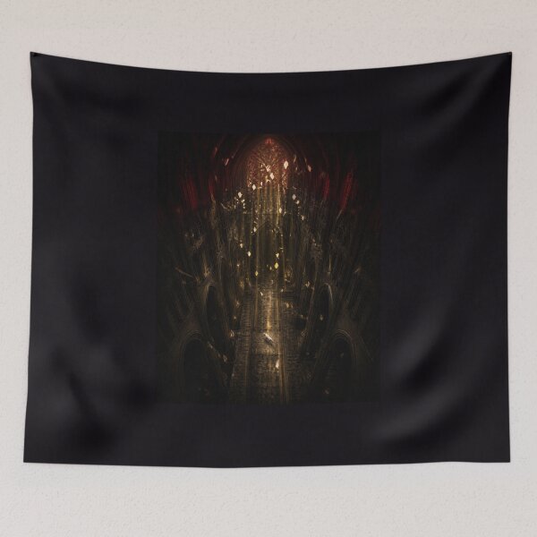 Item preview, Wolf Cathedral Falling Light Gothic Dark Art Print designed and sold by GeoWhimsy Studio.