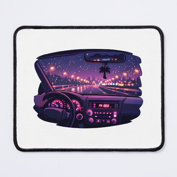Item preview, We Are All In Our Cars Right Now LoFi Night Drive Sticker designed and sold by MIROUZ2000.