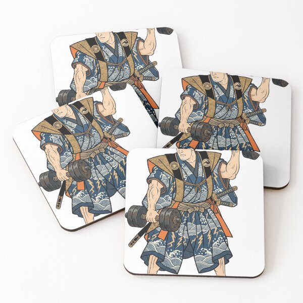Item preview, Muscular Samurai Workout – Ukiyo-e Weightlifting Warrior Art designed and sold by vekotpu.