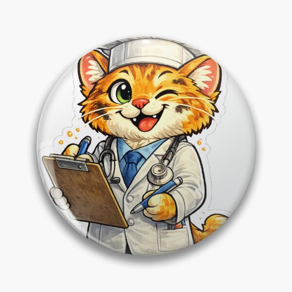 Item preview, Funny Orange Tabby Cat Doctor Vet Tech Sticker designed and sold by ZYNORAworld.