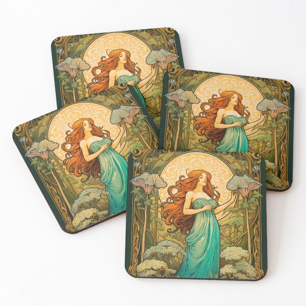 Item preview, Art Nouveau style stained glass window of a woman designed and sold by RIOT SIGNAL.