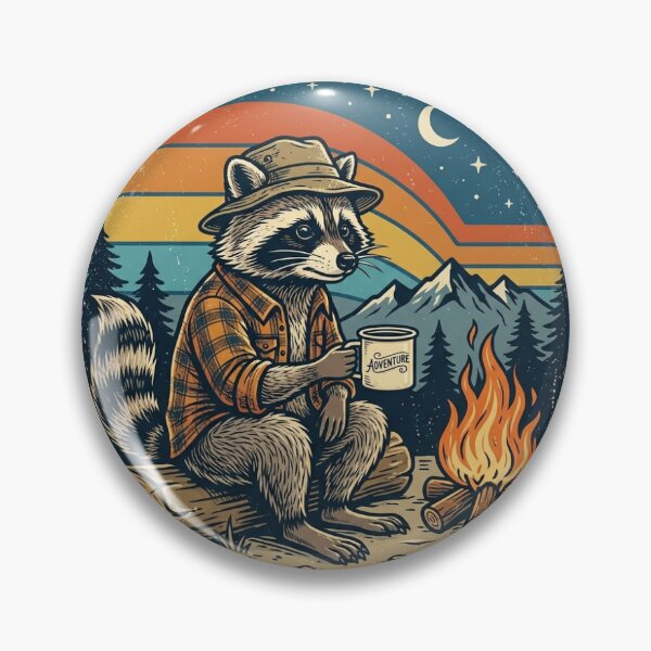 Item preview, Retro "Campfire Raccoon" Graphic Tee - 1970s National Park Aesthetic Adventure Shirt designed and sold by GOLDENPIC ⭐️⭐️⭐️⭐️⭐️.