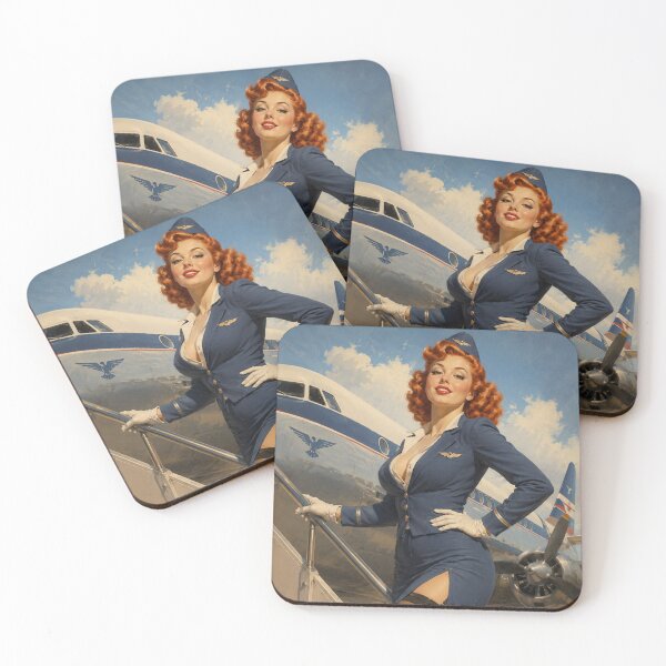 Item preview, Retro Airline Stewardess Pin Up Vintage Aviation Glamour Art designed and sold by MissSaylor.