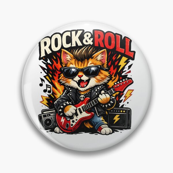 Item preview, Rock & Roll Cat Guitarist Funny Music Lover Cartoon designed and sold by PatiImagination.