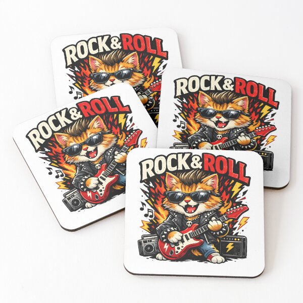 Item preview, Rock & Roll Cat Guitarist Funny Music Lover Cartoon designed and sold by PatiImagination.