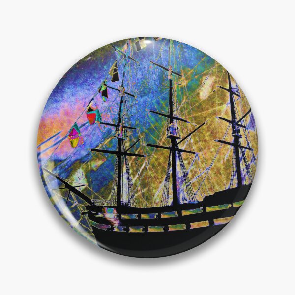 Artikelvorschau, Schwarzes Segelschiff auf einem leuchtenden Regenbogenmeer entworfen und verkauft von lyartgallery.