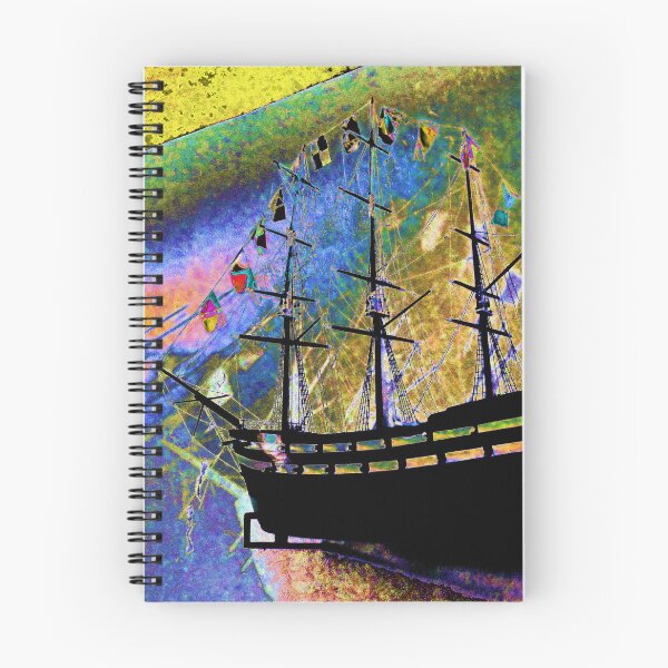 Item preview, Black Sailing Ship on Vibrant Rainbow Ocean designed and sold by lyartgallery.