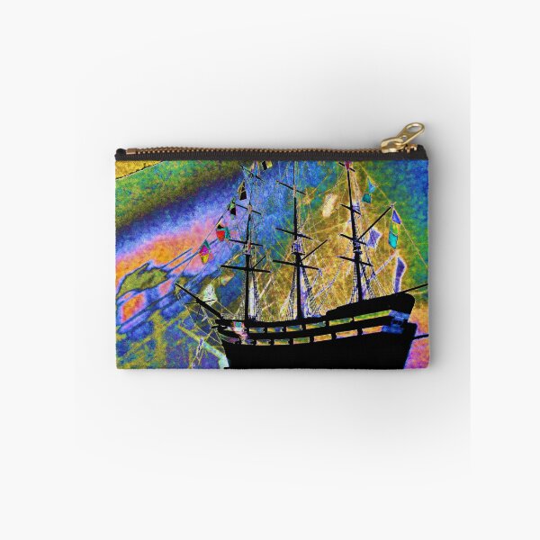 Artikelvorschau, Schwarzes Segelschiff auf einem leuchtenden Regenbogenmeer entworfen und verkauft von lyartgallery.