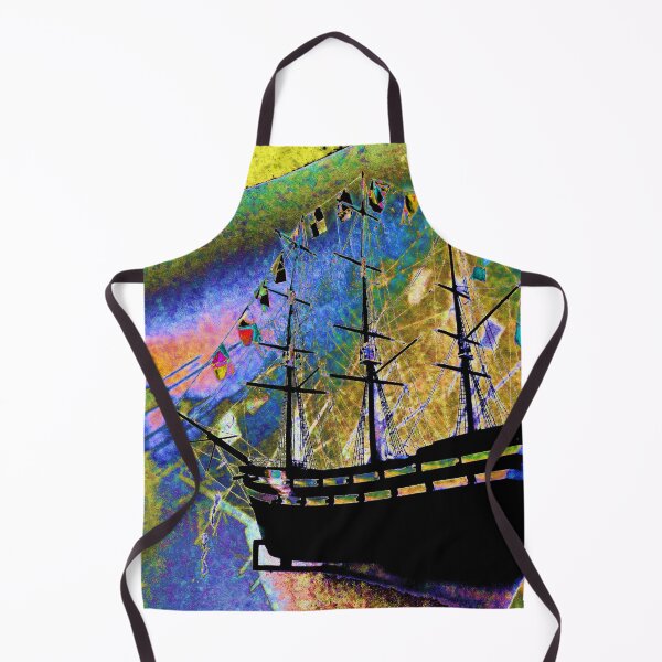 Item preview, Black Sailing Ship on Vibrant Rainbow Ocean designed and sold by lyartgallery.