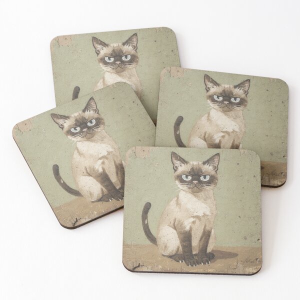 Item preview, Indignant Cross-Eyed Siamese Folk Art Cat designed and sold by PictorialWhimsy.
