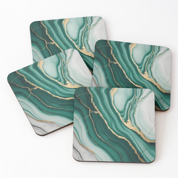 Item preview, Emerald Gold Kintsugi Marble Art – Luxury Abstract Marble Wall Decor designed and sold by Tamas Das.