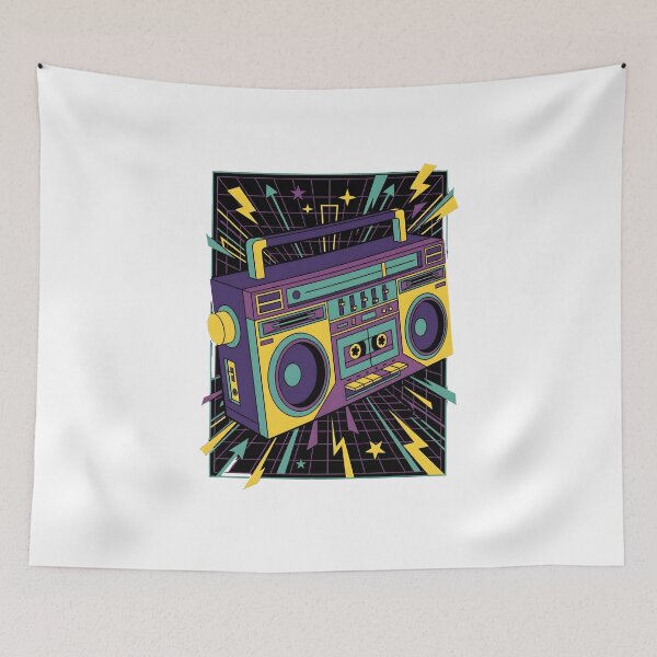 Item preview, Retro 1980s Boombox Radio Cassette Player Pop Art designed and sold by EKHOAISTORE.