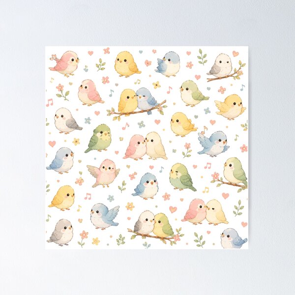 Item preview, Cute Bird Pattern – Kawaii Bird Seamless Design designed and sold by Seculinator.