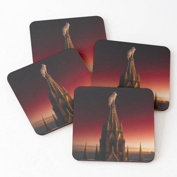 Item preview, Wolf Cathedral Apex Dawn Gothic Dark Art Print designed and sold by GeoWhimsy Studio.
