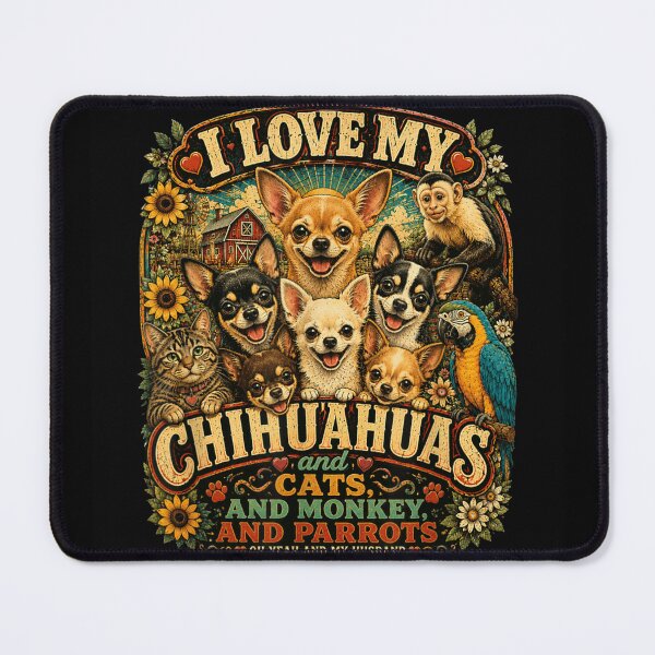 Item preview, I Love My Chihuahuas Cats Monkey Parrots And My Husband Funny designed and sold by MassonCalepon.