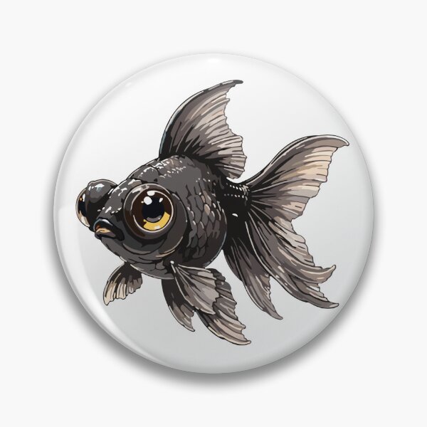 Item preview, Cute Black Moor Goldfish Cartoon Vector Illustration, Adorable Fancy Aquarium Fish Design designed and sold by Krincydigitalart.