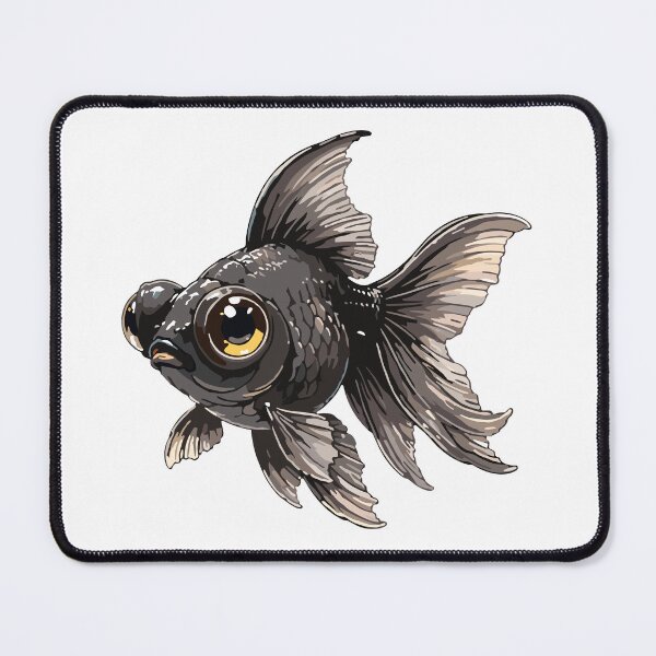 Item preview, Cute Black Moor Goldfish Cartoon Vector Illustration, Adorable Fancy Aquarium Fish Design designed and sold by Krincydigitalart.