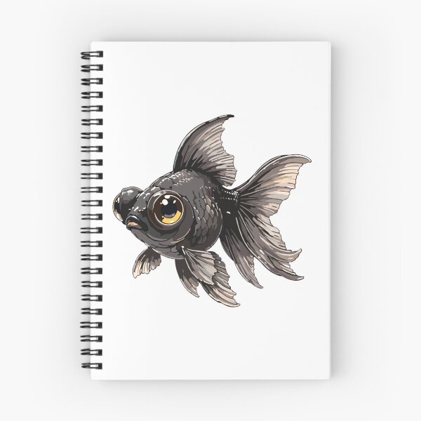 Item preview, Cute Black Moor Goldfish Cartoon Vector Illustration, Adorable Fancy Aquarium Fish Design designed and sold by Krincydigitalart.