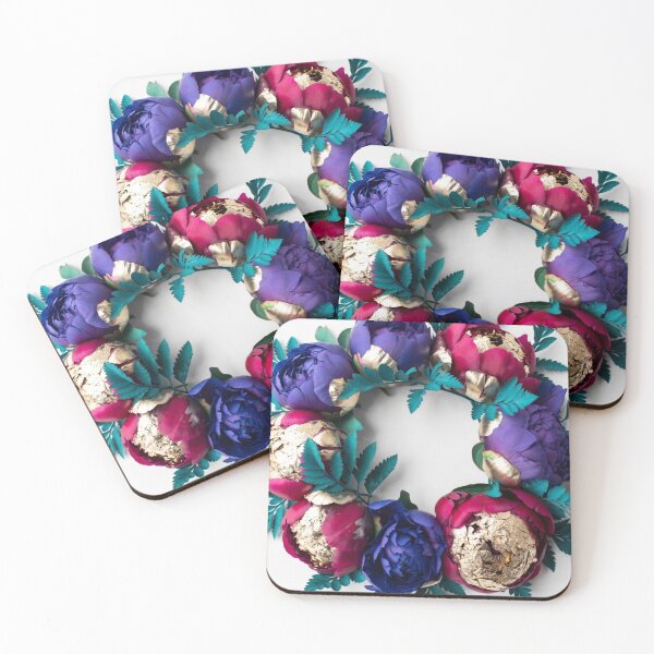Item preview, Luxury Gold Foil Floral Wreath | Blue Purple & Pink Botanical Circle designed and sold by GalleryPeak.