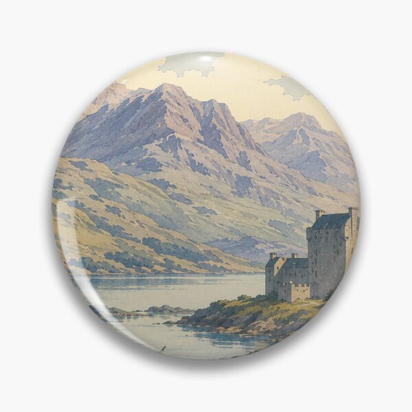 Item preview, Scottish Highlands Ukiyo-e Art Print | Highland Cow and Castle Landscape | Japanese Woodblock Style designed and sold by Vandy Fullam.