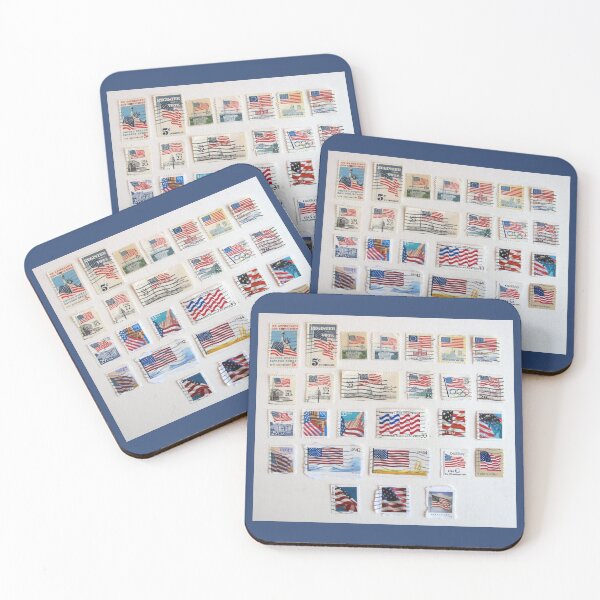 Item preview, USA Flag Postage Stamps designed and sold by collageDP.