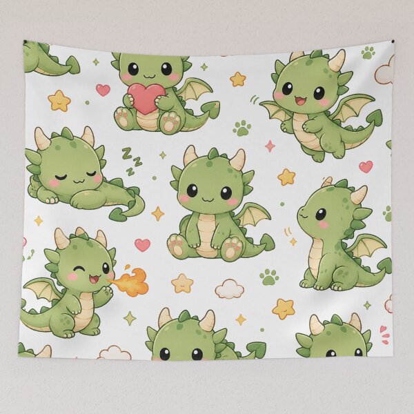 Item preview, Cute Dragon Pattern – Kawaii Baby Dragon Seamless Design designed and sold by Seculinator.