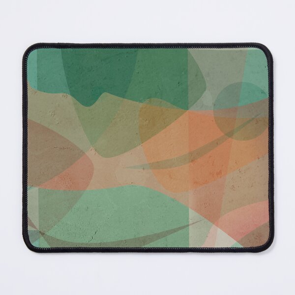 Item preview, Abstract geometrical pattern in sea green moss colours with a hint of orange designed and sold by korasi.