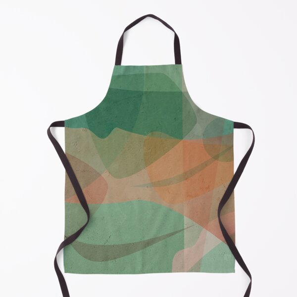 Item preview, Abstract geometrical pattern in sea green moss colours with a hint of orange designed and sold by korasi.