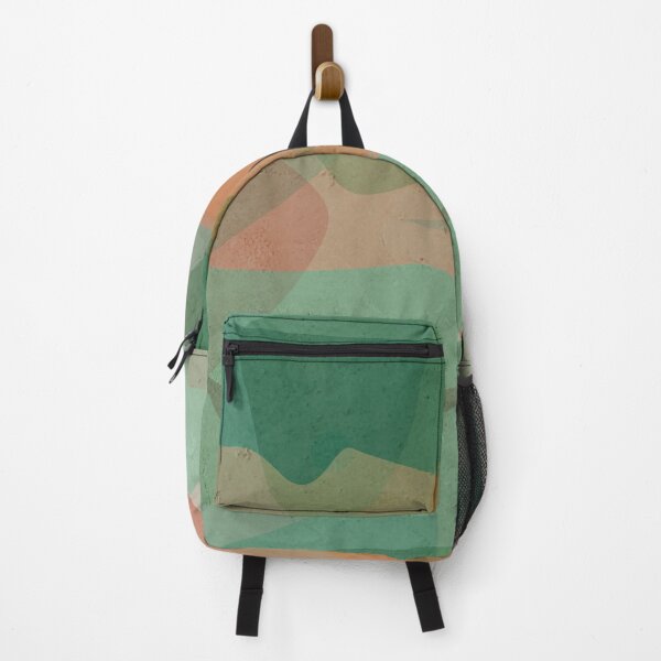 Item preview, Abstract geometrical pattern in sea green moss colours with a hint of orange designed and sold by korasi.