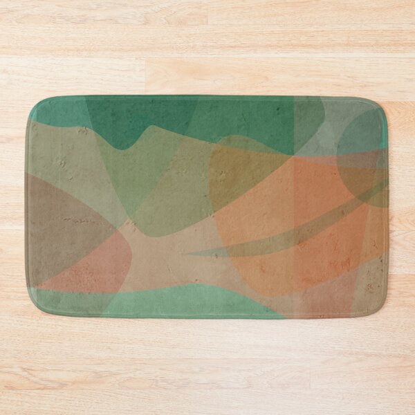 Item preview, Abstract geometrical pattern in sea green moss colours with a hint of orange designed and sold by korasi.