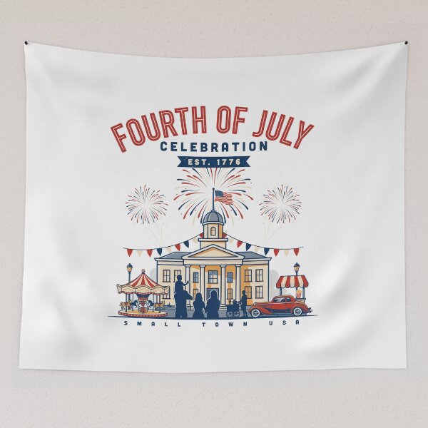 Item preview, Fourth of July Celebration Small Town USA Vintage Independence Day Design designed and sold by ArcticFoxStudio.