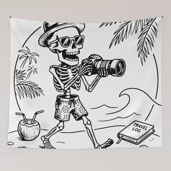 Item preview, Skeleton Photographer Beach Vacation designed and sold by Brexmore3.
