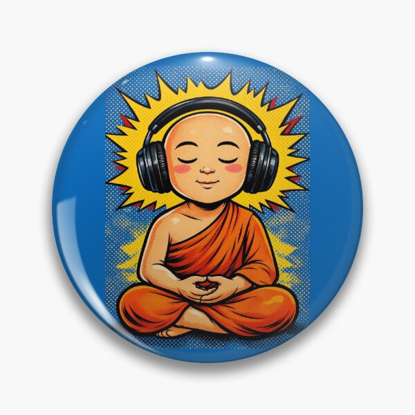Item preview, Zen Beats – Meditating Buddha with Headphones Pop Art designed and sold by LuminShadowArt.