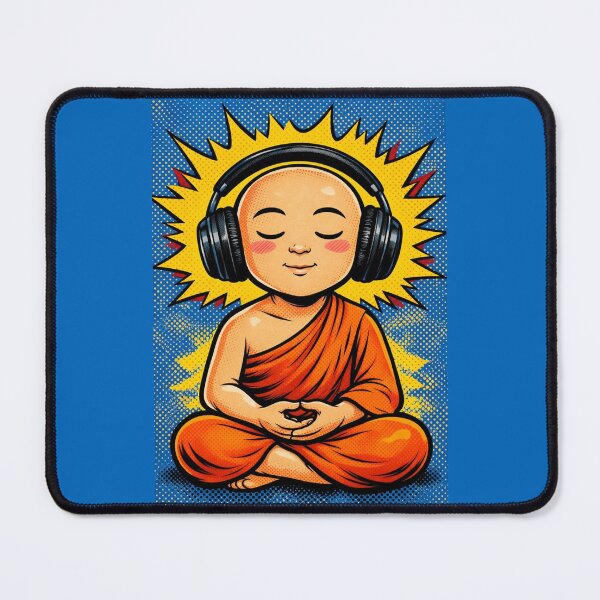 Item preview, Zen Beats – Meditating Buddha with Headphones Pop Art designed and sold by LuminShadowArt.