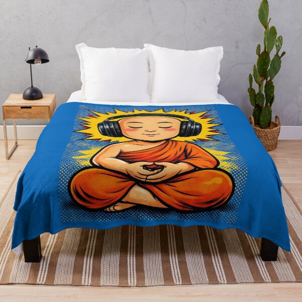 Item preview, Zen Beats – Meditating Buddha with Headphones Pop Art designed and sold by LuminShadowArt.