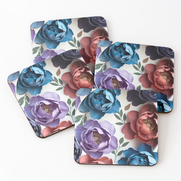 Item preview, Elegant Floral Circle Frame | Blue Lavender & Coral Botanical Wreath designed and sold by GalleryPeak.