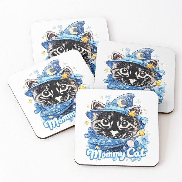 Item preview, Mommy Cat Wizard Sticker | Cute Magical Kitten in Blue Witch Hat | Kawaii Fantasy Cat Lover Artwork designed and sold by myteesmypassion.