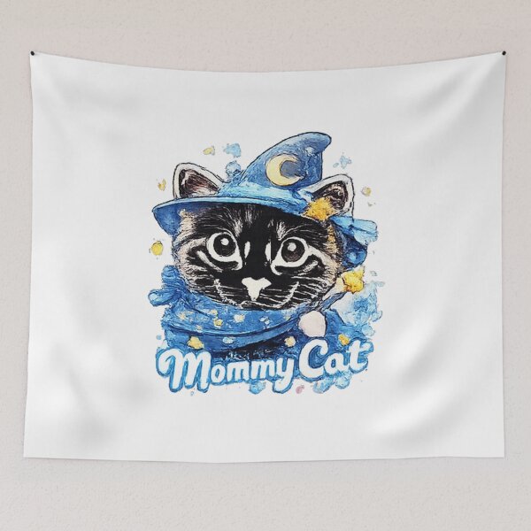 Item preview, Mommy Cat Wizard Sticker | Cute Magical Kitten in Blue Witch Hat | Kawaii Fantasy Cat Lover Artwork designed and sold by myteesmypassion.