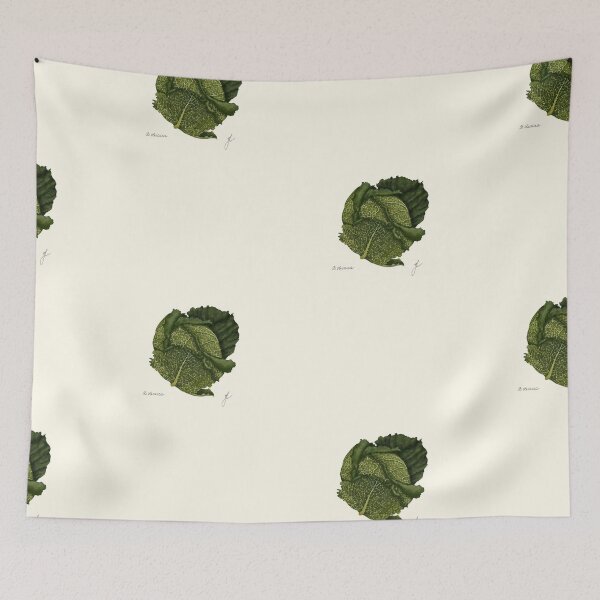 Item preview, Savoy Cabbage Botanical Print - Brassica Kitchen Vegetable Art designed and sold by Fiurdelin.