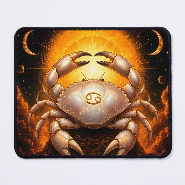 Item preview, Radiant Golden Cancer Zodiac Crab Art - Celestial Astrology designed and sold by Clavivs.