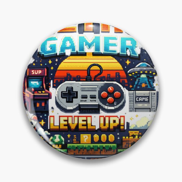 Item preview, Retro Gamer Level Up Pixel Art Illustration designed and sold by GUINewAlex.
