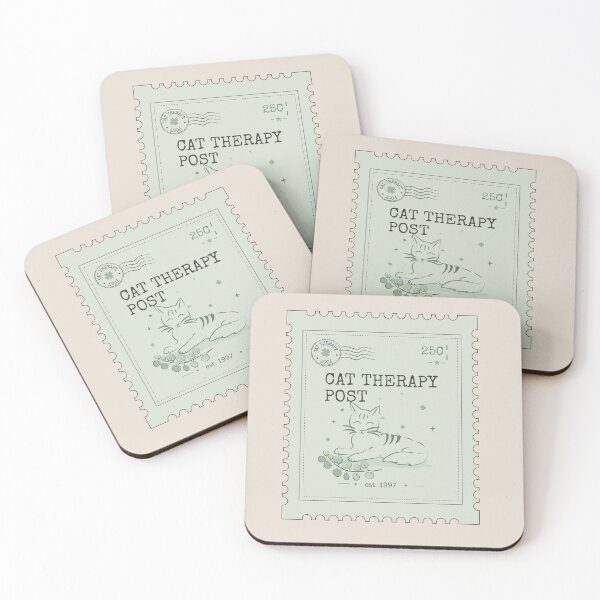 Item preview, Cat Therapy Post Stamp | Vintage Botanical Cat Illustration designed and sold by MyFotodrive.