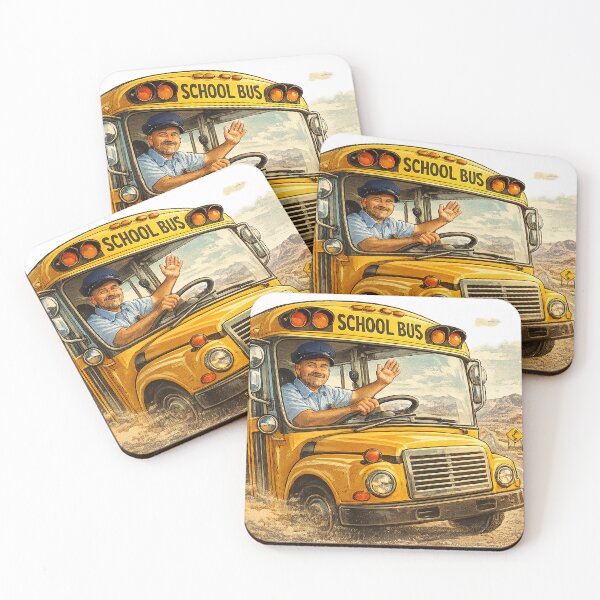 Item preview, Retro School Bus Adventure Through the Nevada Desert | Vintage Cartoon Driver Illustration designed and sold by Hookesmode.