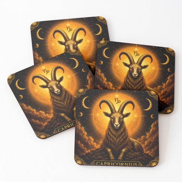 Item preview, Capricorn Zodiac: Golden Celestial Goat Astrology Art designed and sold by Clavivs.