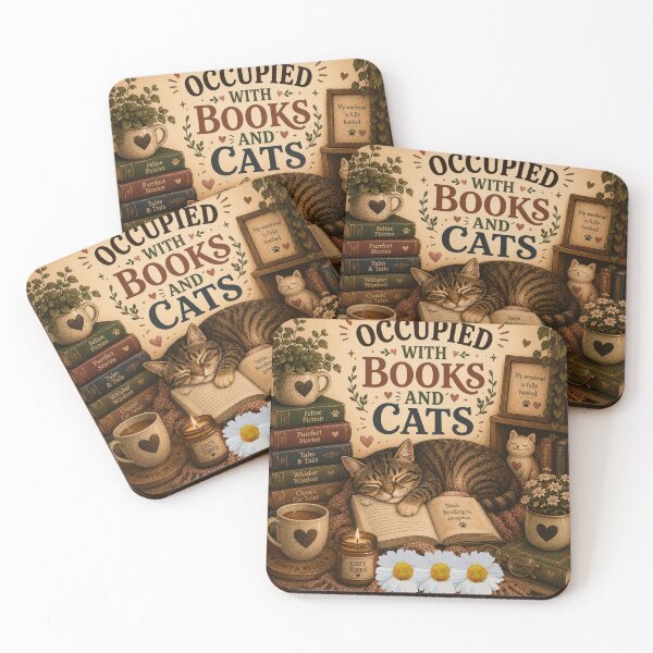 Item preview, Occupied With Books And Cats – Cute Cat Book Lover Design designed and sold by MotylekAnia.