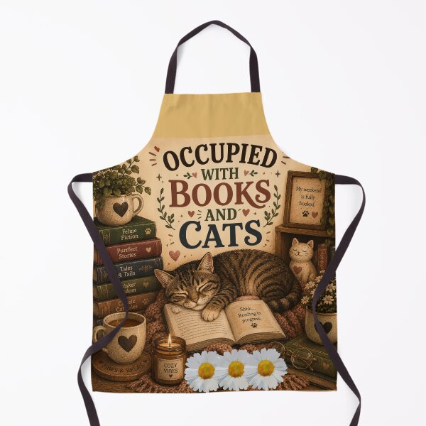 Item preview, Occupied With Books And Cats – Cute Cat Book Lover Design designed and sold by MotylekAnia.