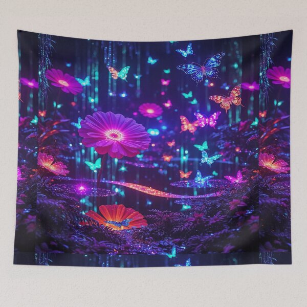Item preview, Neon Butterfly Garden Wall Art designed and sold by BeautifulVirtues.