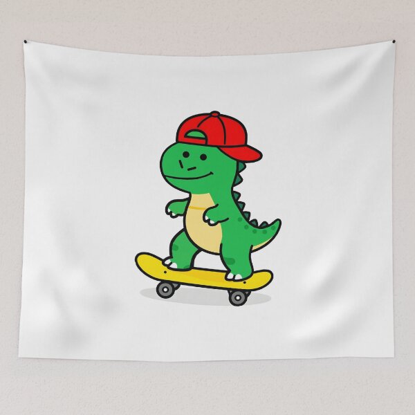 Item preview, Cute T-Rex Dinosaur on Skateboard | Kawaii Dino Skater Boy designed and sold by Felia001.